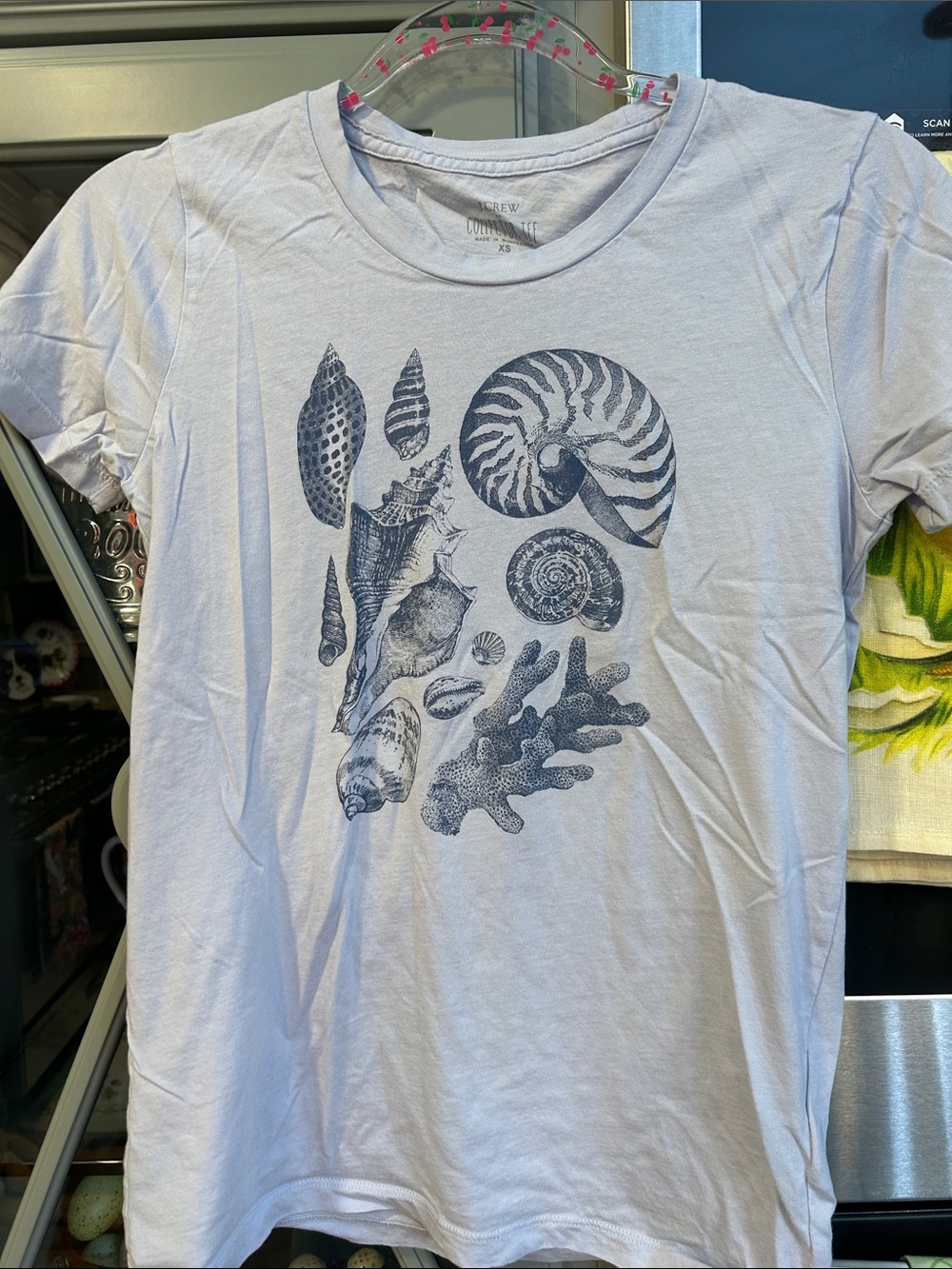 J. Crew Collections Tee with Navy Shell Print